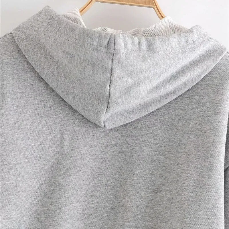 TWO PIECES SET CROPPED HOODIE