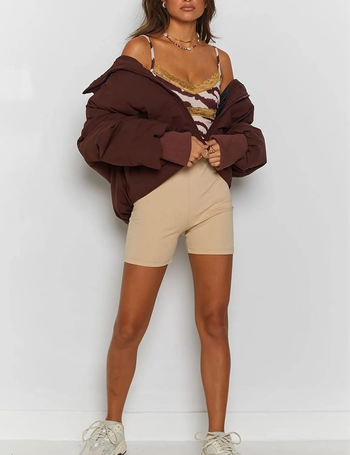 UANEO Puffer Jacket Womens Oversized Cropped Puffy Quilted Winter Jackets Coat