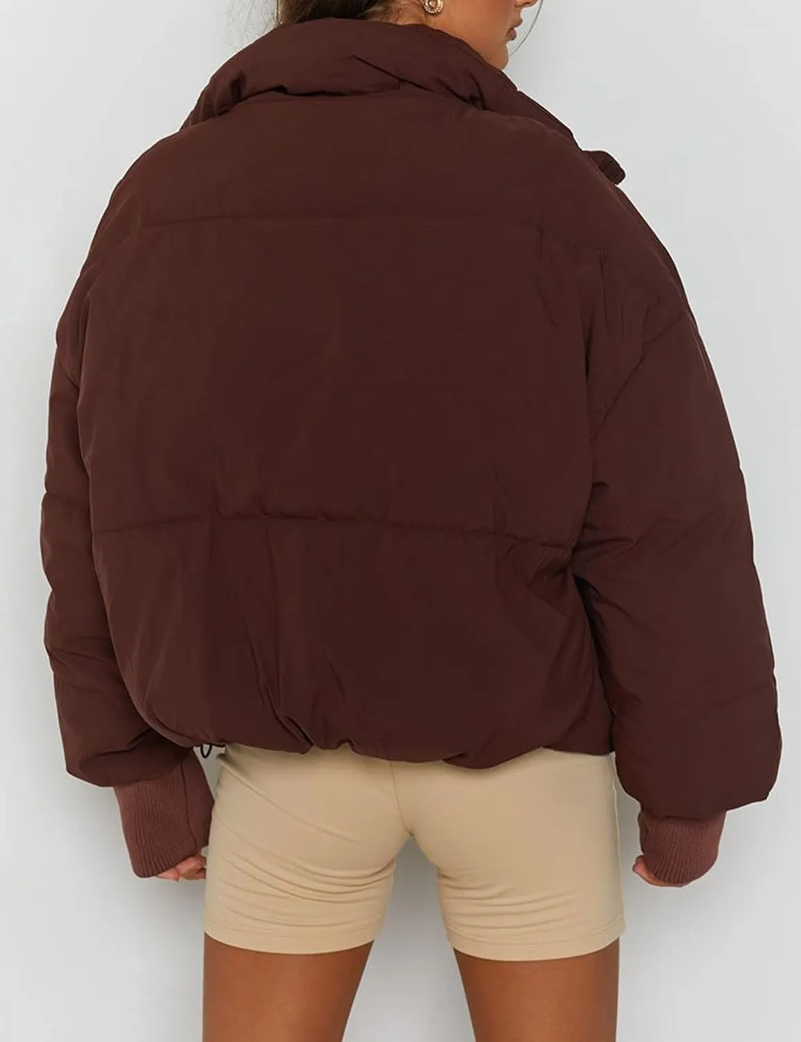 UANEO Puffer Jacket Womens Oversized Cropped Puffy Quilted Winter Jackets Coat