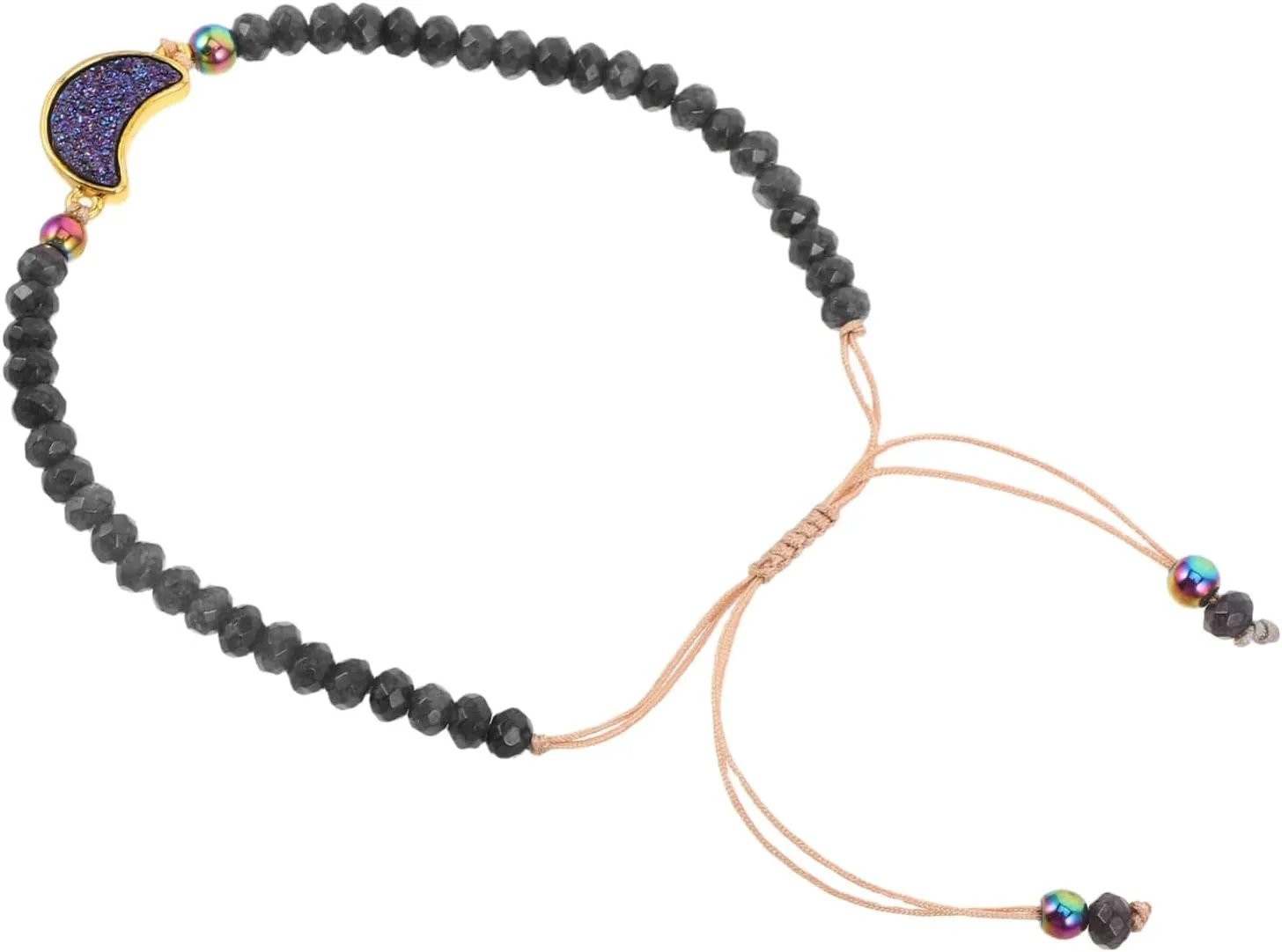 Unique Bead Bracelet Natural Stone Crystal Pendant Adjustable Braided Daily Wear Jewelry