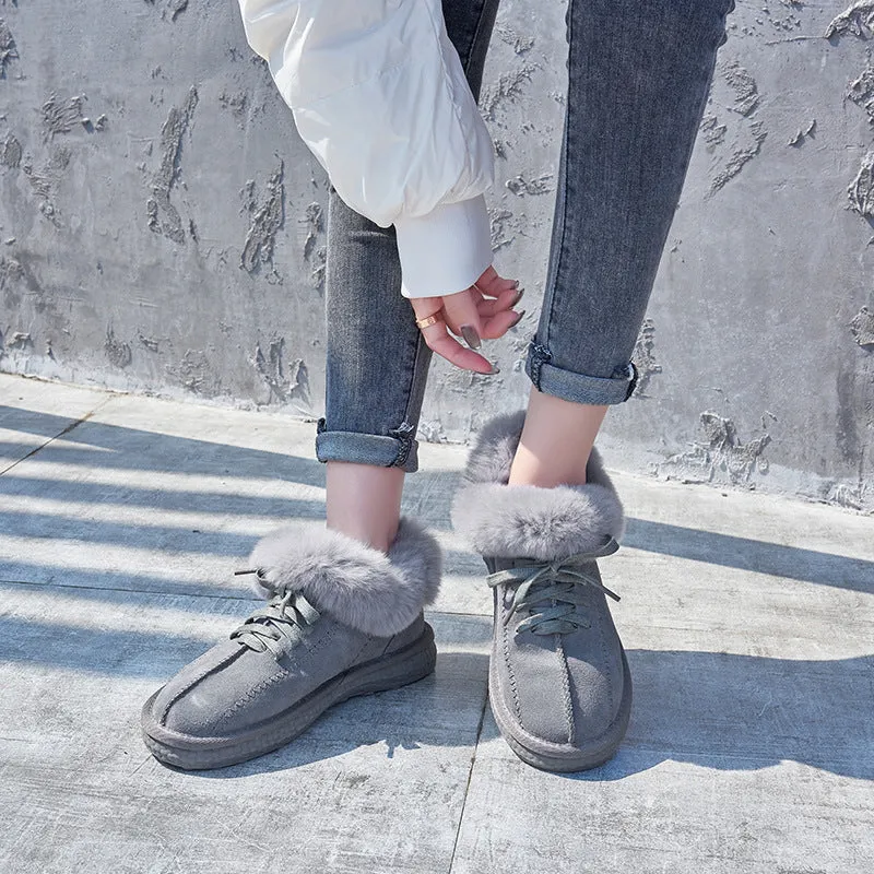 velvet snow boots New winter frosted leather