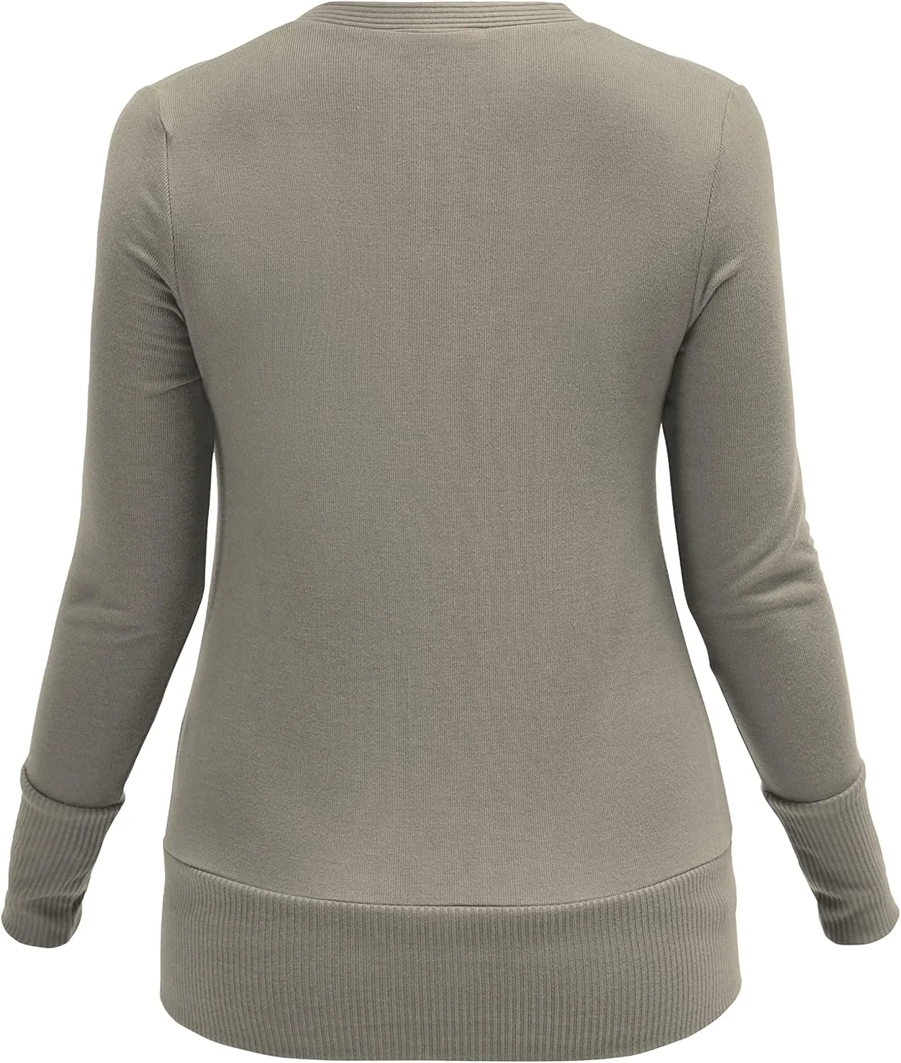 VERABENDI Women Long Sleeve Snaps Button Down V Neck Cute Knit Sweater Cardigan