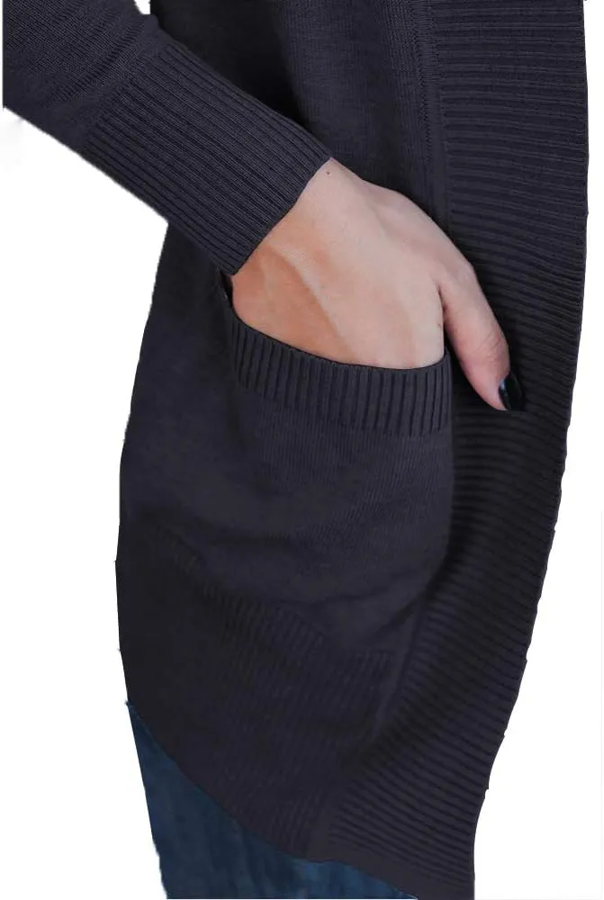 VOIANLIMO Women's Open Front Casual Long Sleeve Knit Classic Sweaters Cardigan with Pockets