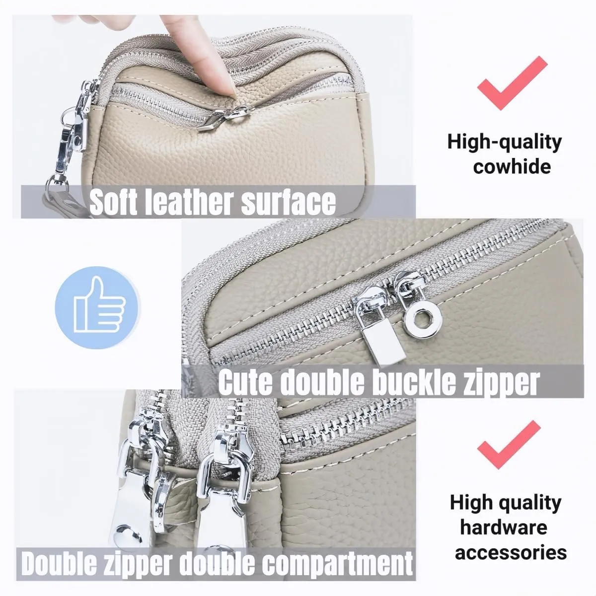 Wallet Women Coin Purse Set Genuine Leather Small Wallet Ladies Mini Purse Clutch, With Earrings,Bracelet,Makeup Mirror (Black)