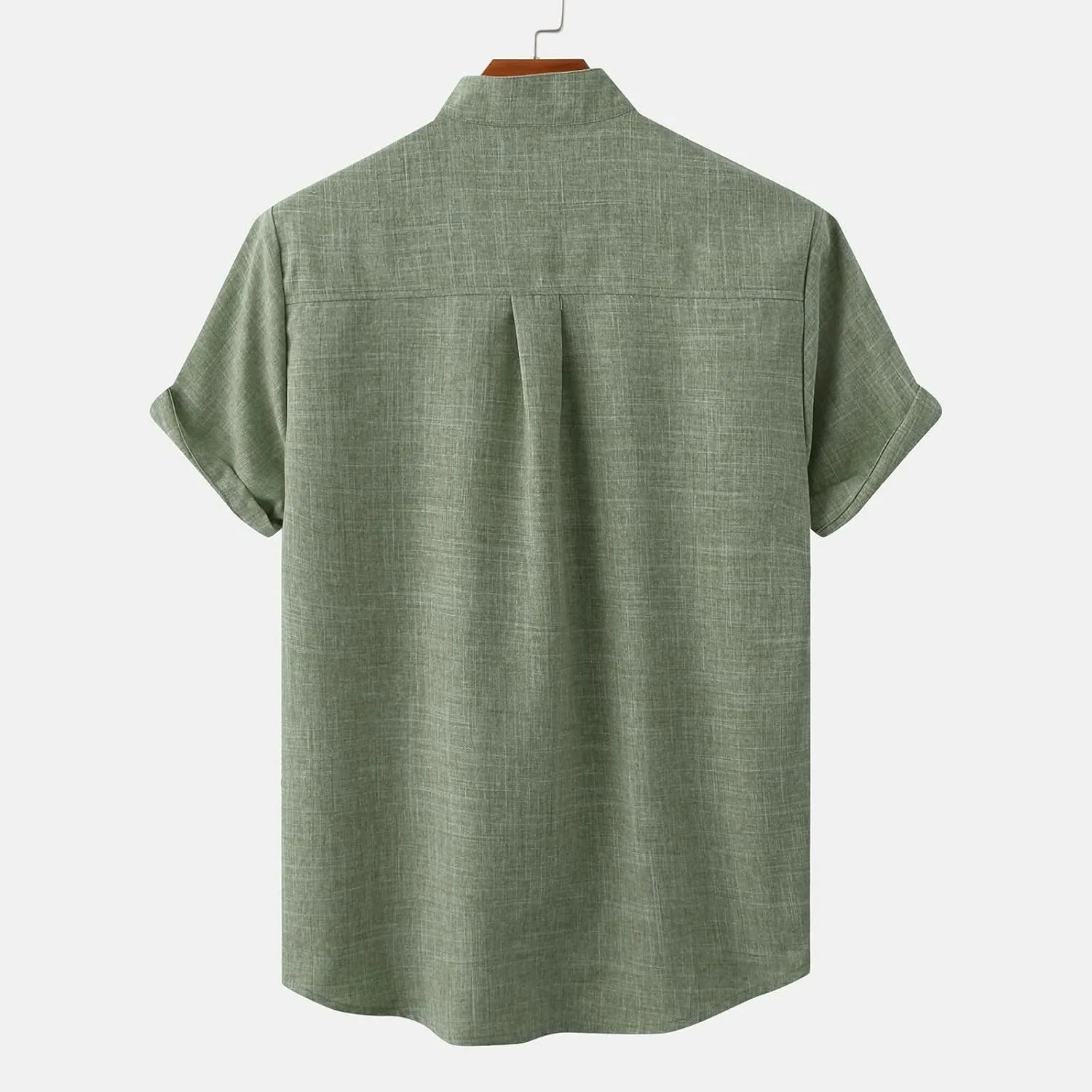Wankang Mens Summer Casual Linen Shirts Short Sleeve Button Up Beach T Shirts Collared Tees Pocket Hawaiian Shirt for Men