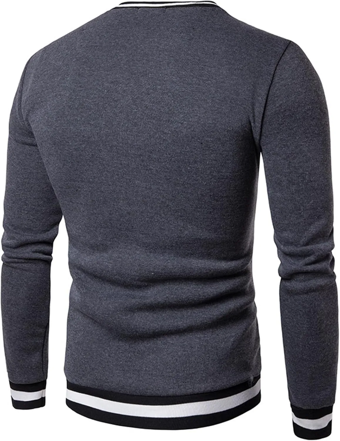 Wankang Men's V Neck Sweatshirt Casual Athletic Jumper Sweater Shirts Fall Long Sleeve Contrast Color Pullover Top for Men