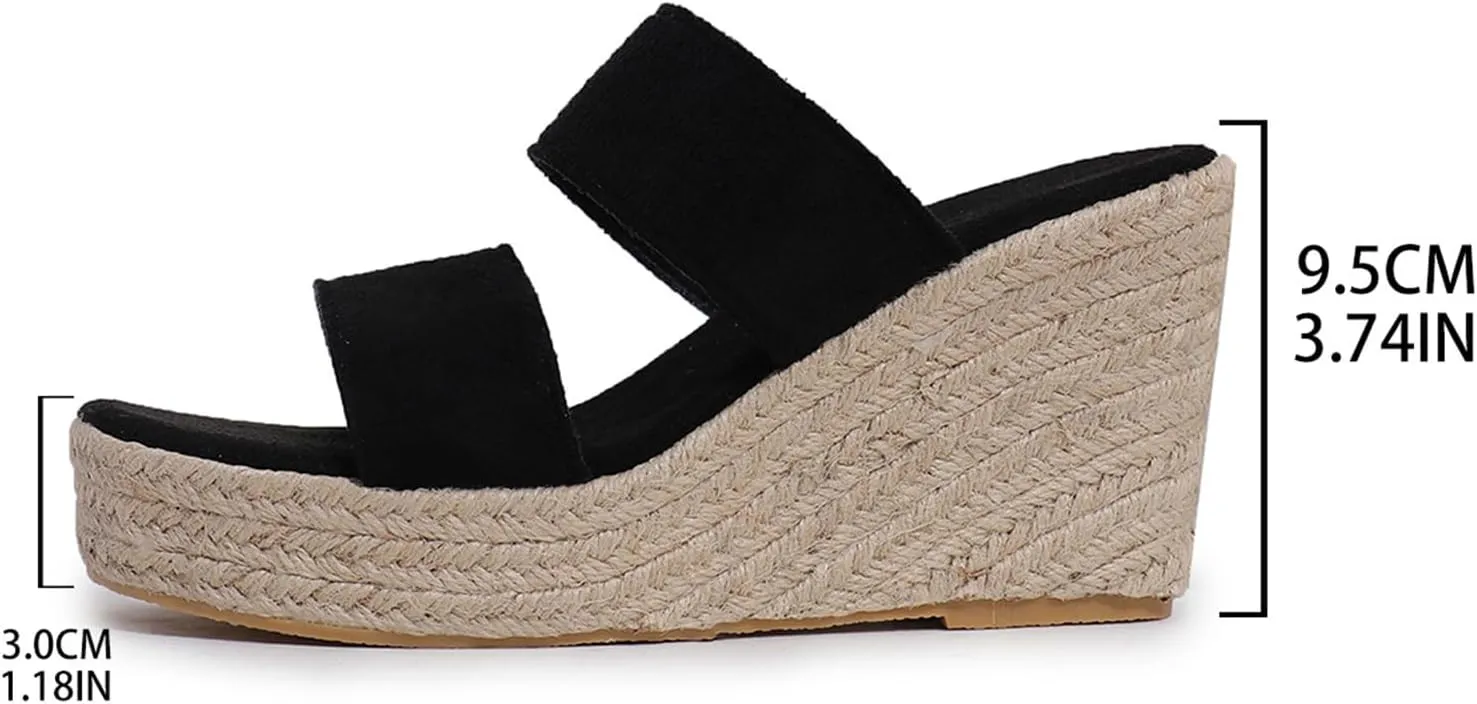 Wedge Sandals for Women 2025 Comfortable Orthopedic Slip on Sandals Open Toe Raffia Slippers Summer Casual Chunky Sandal Outdoor Shoes