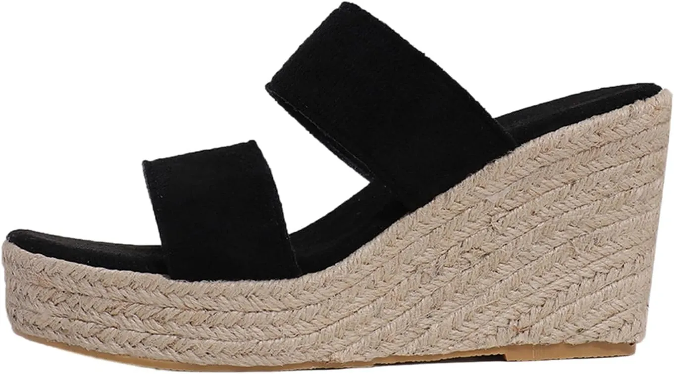 Wedge Sandals for Women 2025 Comfortable Orthopedic Slip on Sandals Open Toe Raffia Slippers Summer Casual Chunky Sandal Outdoor Shoes