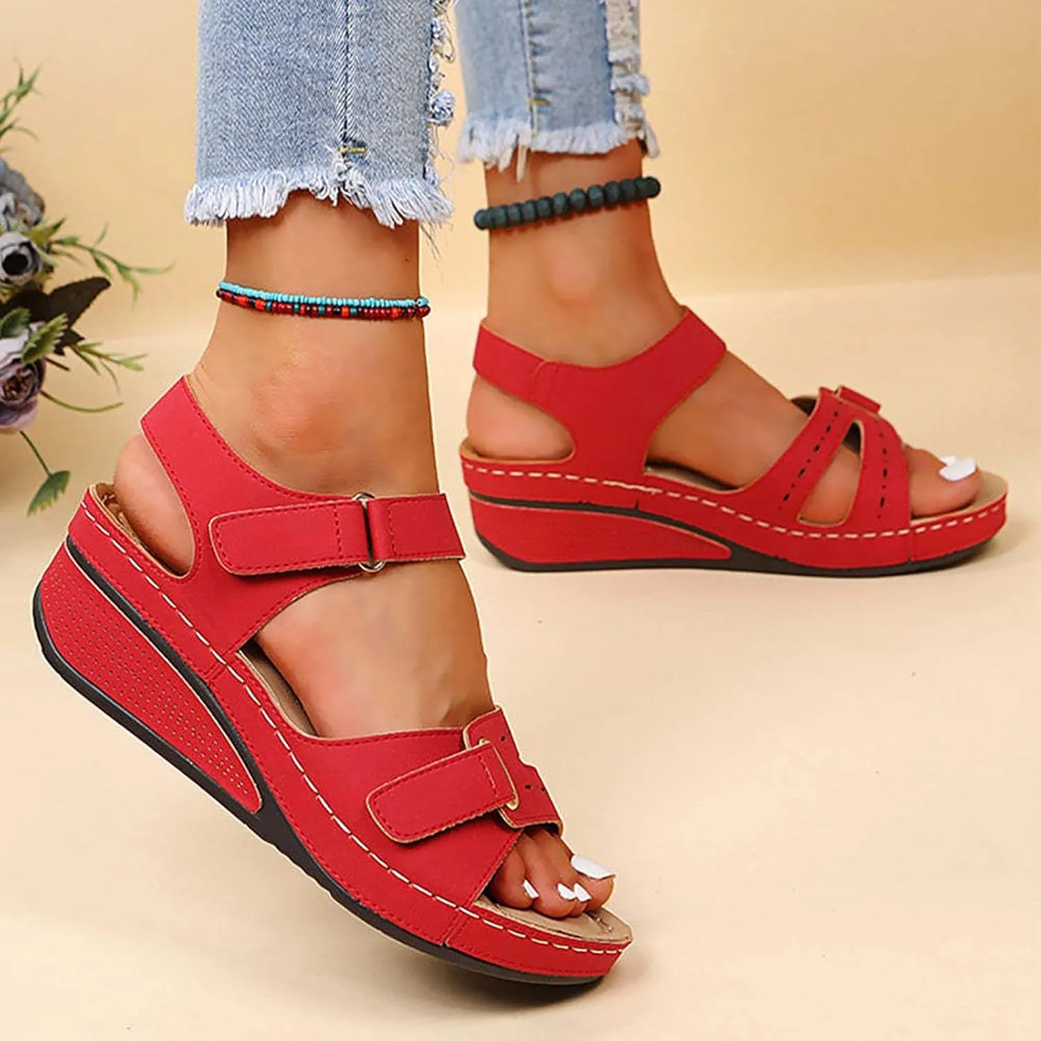 Wedge Sandals for Women Open Toe Platform Comfortable Wedges Sandal Ankle Strap Orthopedic Summer Walking Shoes