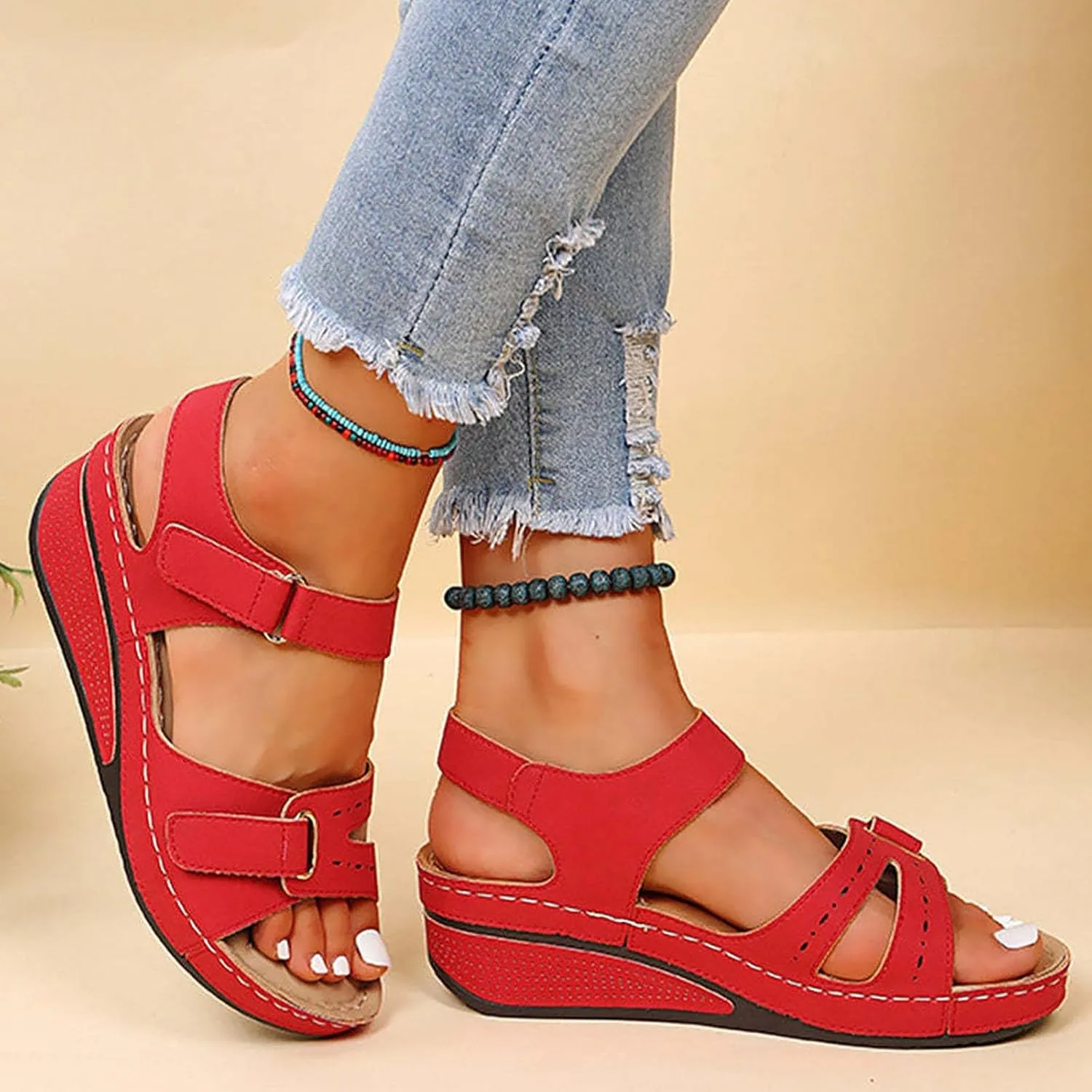Wedge Sandals for Women Open Toe Platform Comfortable Wedges Sandal Ankle Strap Orthopedic Summer Walking Shoes