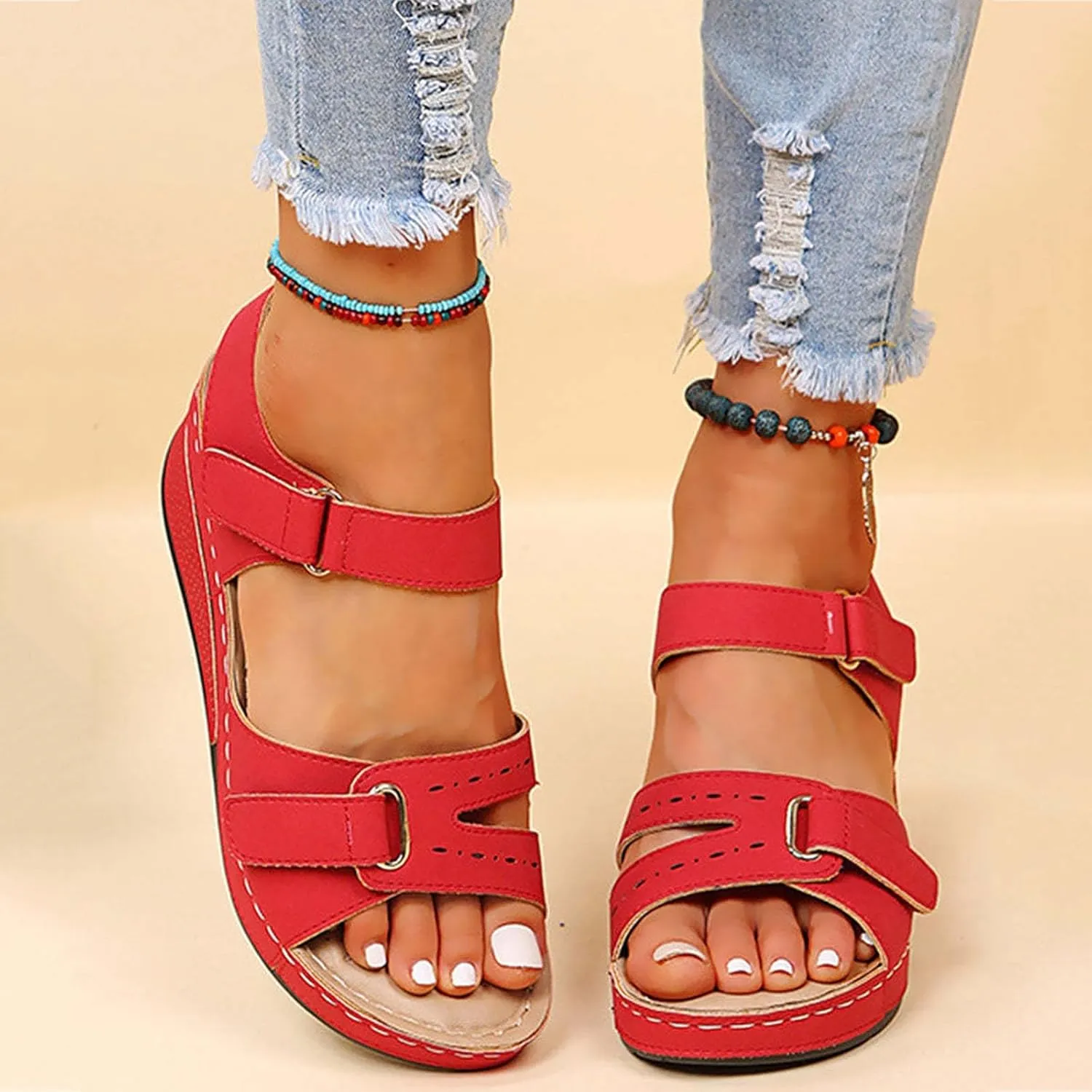 Wedge Sandals for Women Open Toe Platform Comfortable Wedges Sandal Ankle Strap Orthopedic Summer Walking Shoes