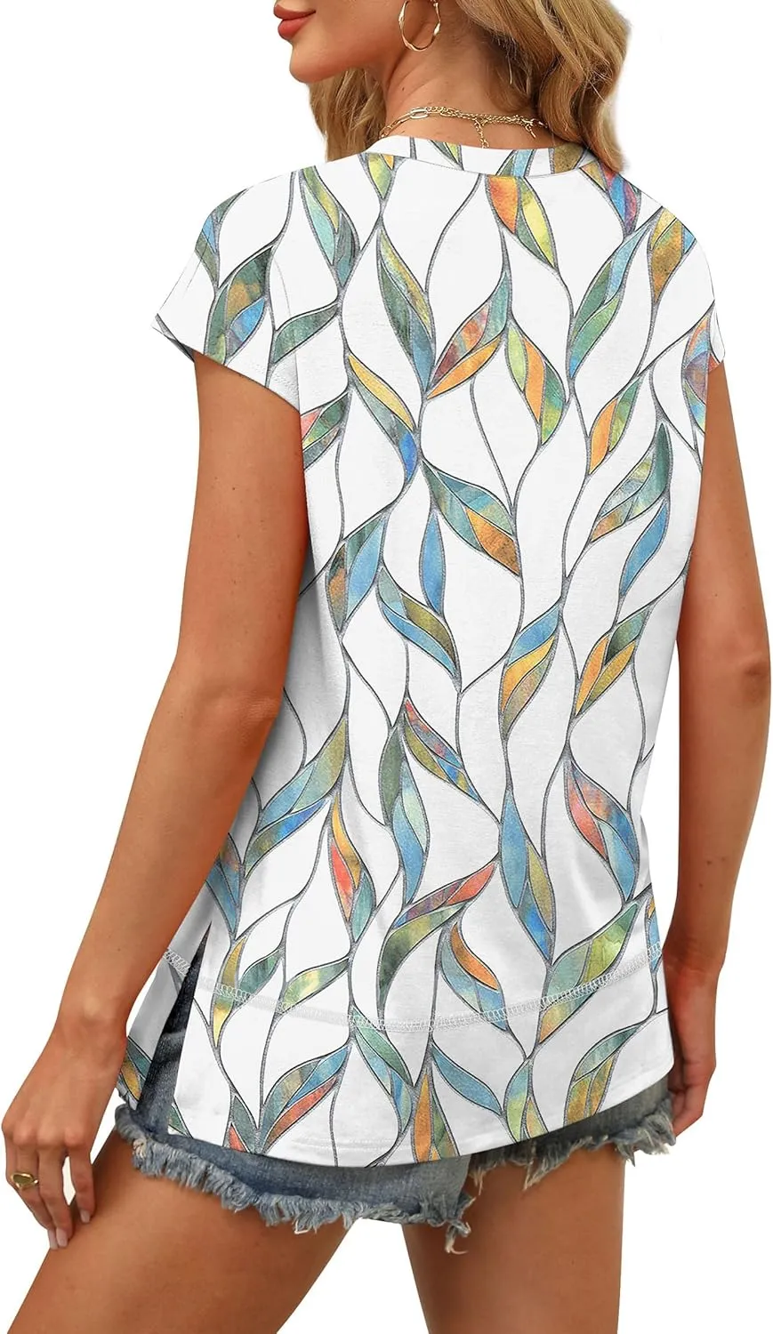 WEESO Womens Summer Tops 2025 Cap Short Sleeve T Shirts Trendy Dressy Casual Crew Neck Loose Fit Shirts