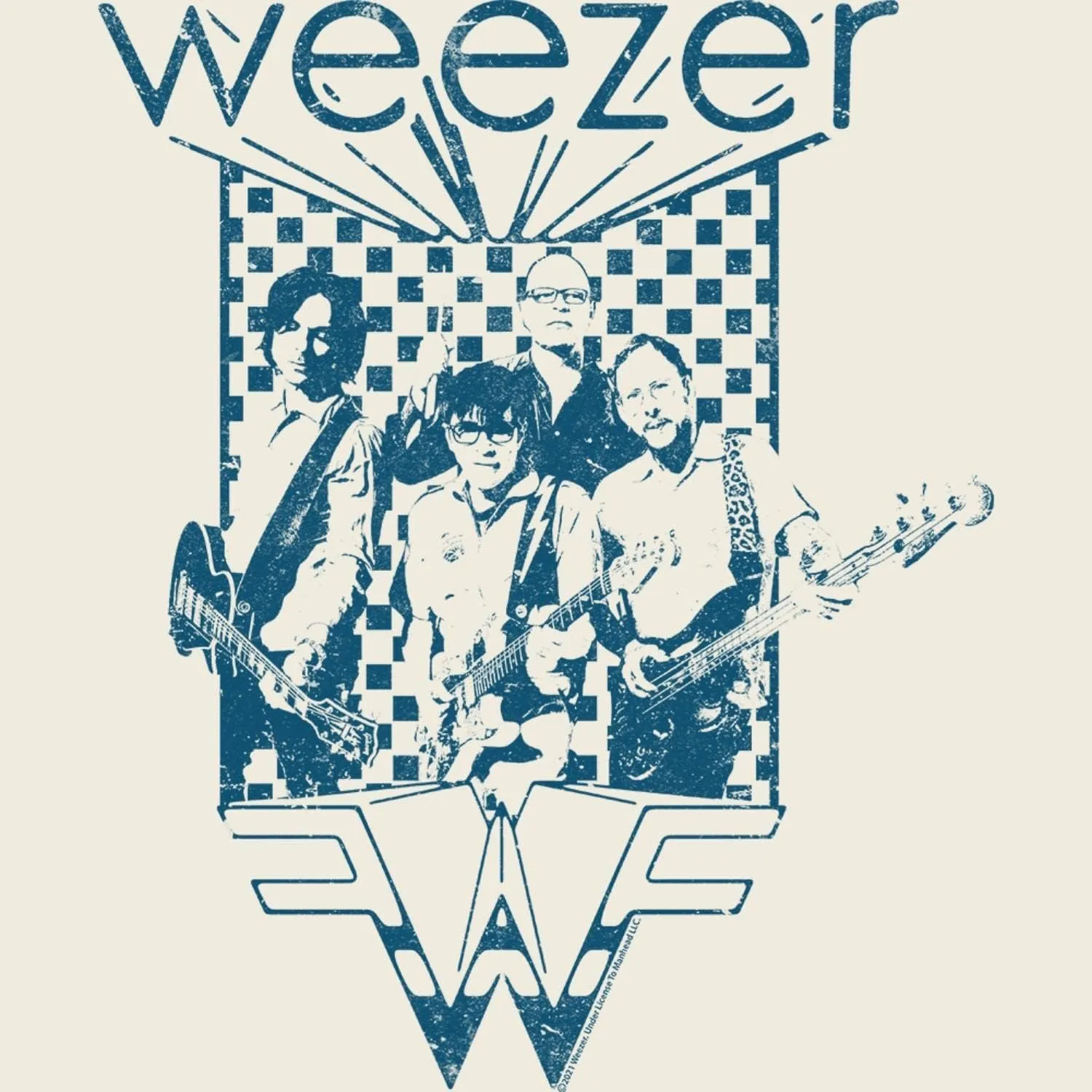 Weezer Rock Music Band & Logo Vintage Style Adult Short Sleeve T Shirt Graphic Tees