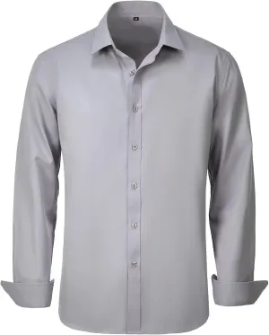 Wehilion Men's Dress Shirts Slim Fit,Dress Homecoming Shirts for Men Long Sleeve Stretch Business Men Dress Shirt
