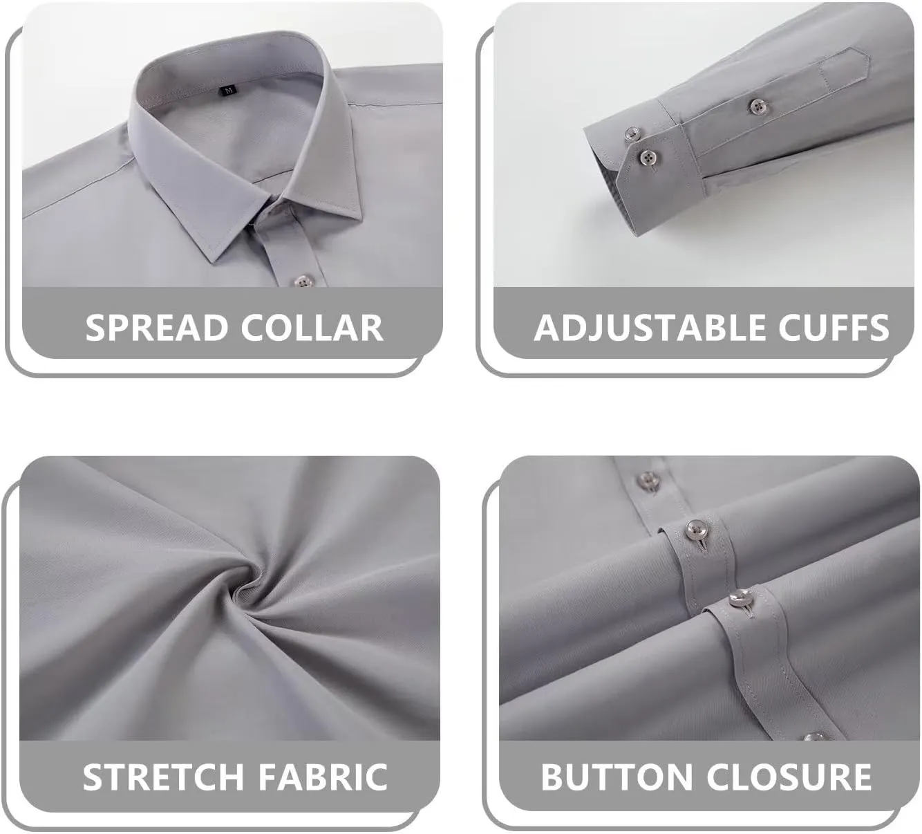 Wehilion Men's Dress Shirts Slim Fit,Dress Homecoming Shirts for Men Long Sleeve Stretch Business Men Dress Shirt