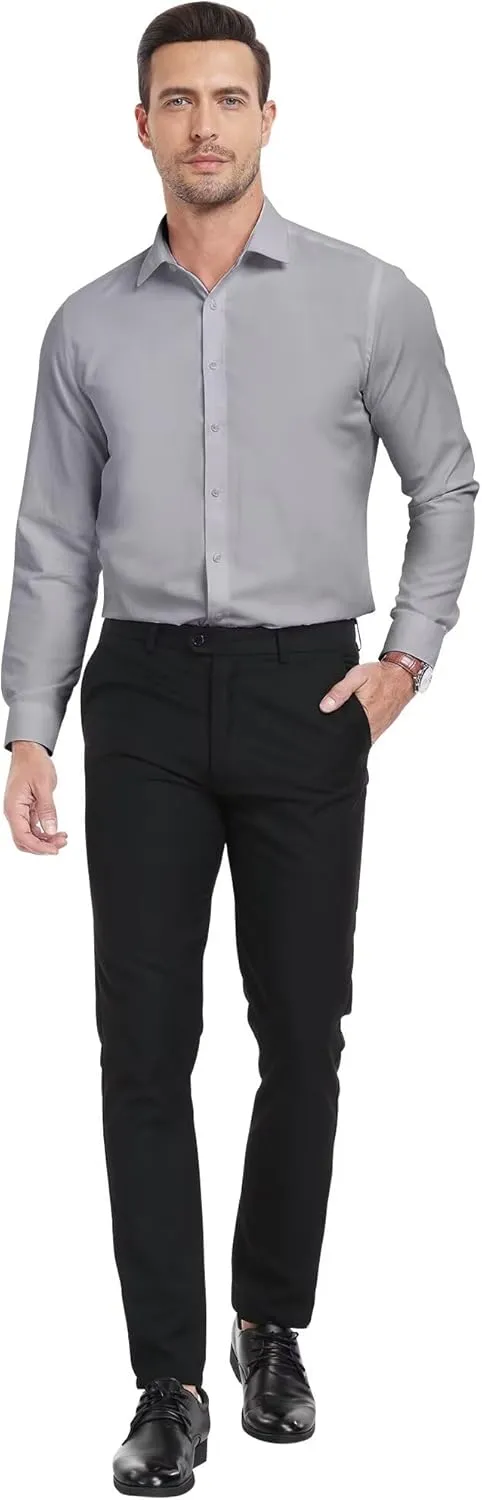 Wehilion Men's Dress Shirts Slim Fit,Dress Homecoming Shirts for Men Long Sleeve Stretch Business Men Dress Shirt