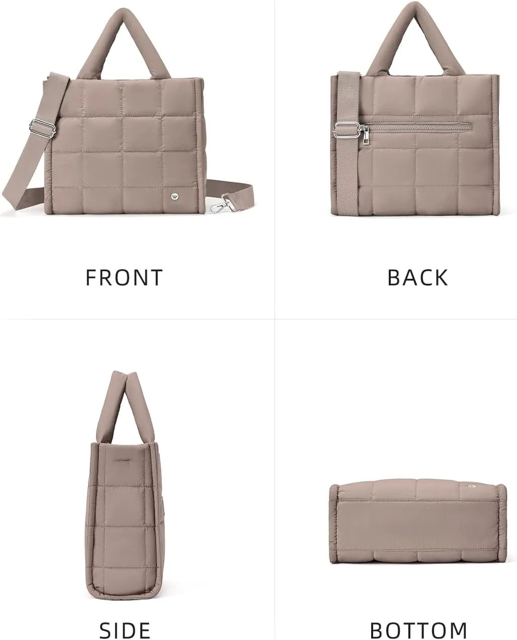 WESTBRONCO Puffer Crossbody Bags for Women Quilted Tote Bag Puffy Weekender Overnight Bag Nylon Shoulder Handbag