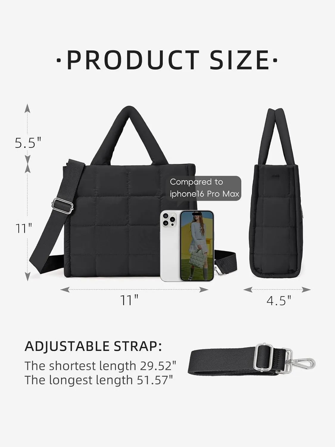 WESTBRONCO Puffer Crossbody Bags for Women Quilted Tote Bag Puffy Weekender Overnight Bag Nylon Shoulder Handbag