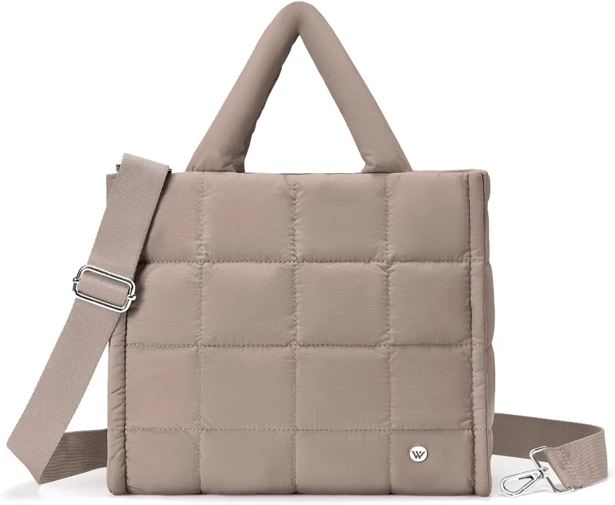 WESTBRONCO Puffer Crossbody Bags for Women Quilted Tote Bag Puffy Weekender Overnight Bag Nylon Shoulder Handbag