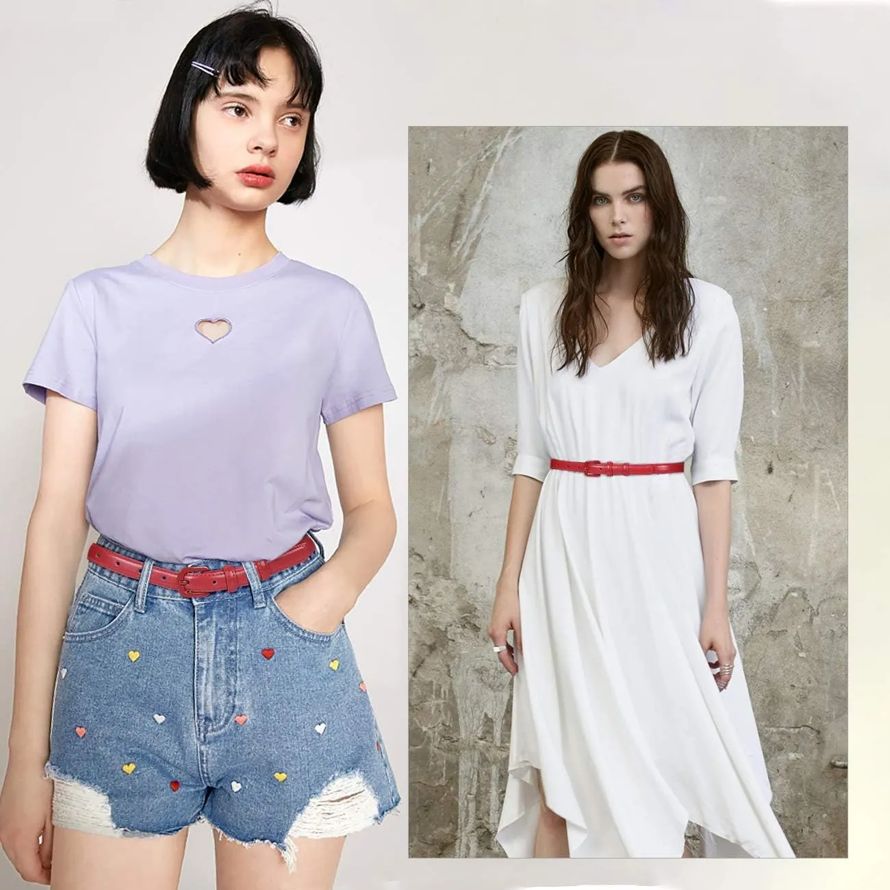 WHIPPY Women Skinny Leather Belt Thin Waist Jeans Belt for Pants in Pin Buckle Belt