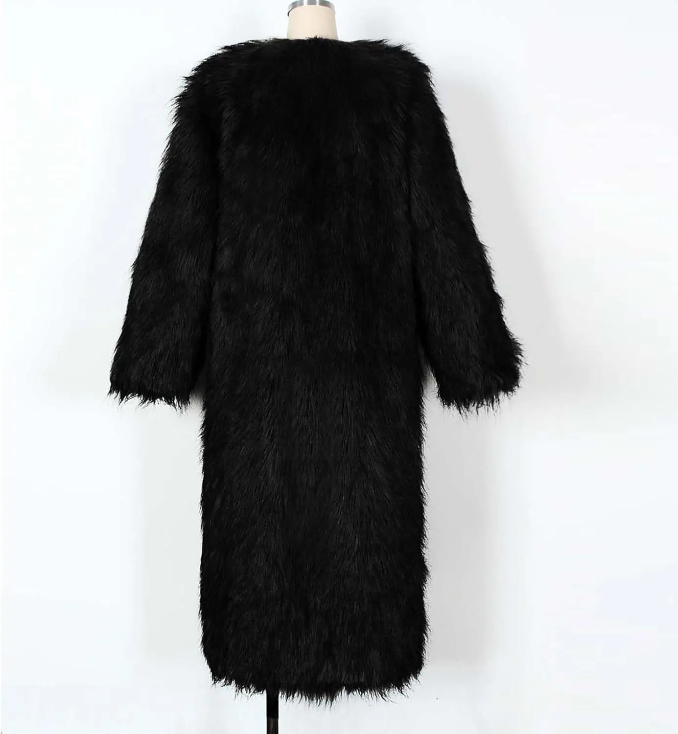 Winter Coats for Women Fashion Dressy Faux Fur Long Overcoat Open Front Warm Long Cardigan Fuzzy Sherpa Outfit