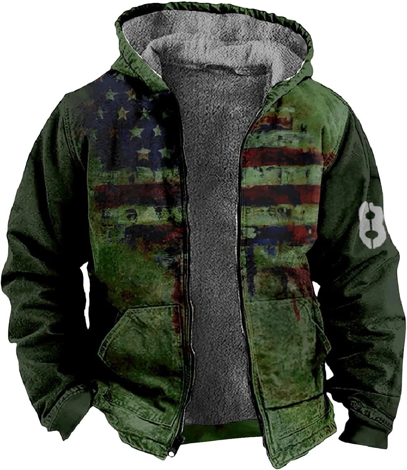 Winter Jackets for Men Heavyweight Sweatshirt Coat Hoodie Fleece Sherpa Lined Warm Jacket Zip Up Sweatshirt with Pockets