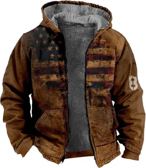 Winter Jackets for Men Heavyweight Sweatshirt Coat Hoodie Fleece Sherpa Lined Warm Jacket Zip Up Sweatshirt with Pockets