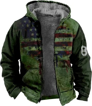 Winter Jackets for Men Heavyweight Sweatshirt Coat Hoodie Fleece Sherpa Lined Warm Jacket Zip Up Sweatshirt with Pockets