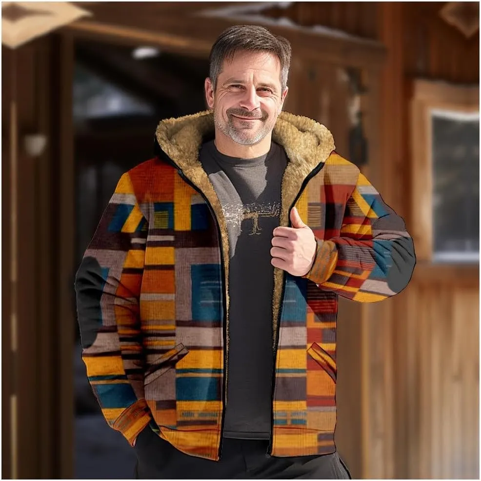 Winter Jackets For Men Sherpa With Hood Casual Winter Coats Fleece Zipper Hoodie Big And Tall 2024 Fall Outfits Pocket