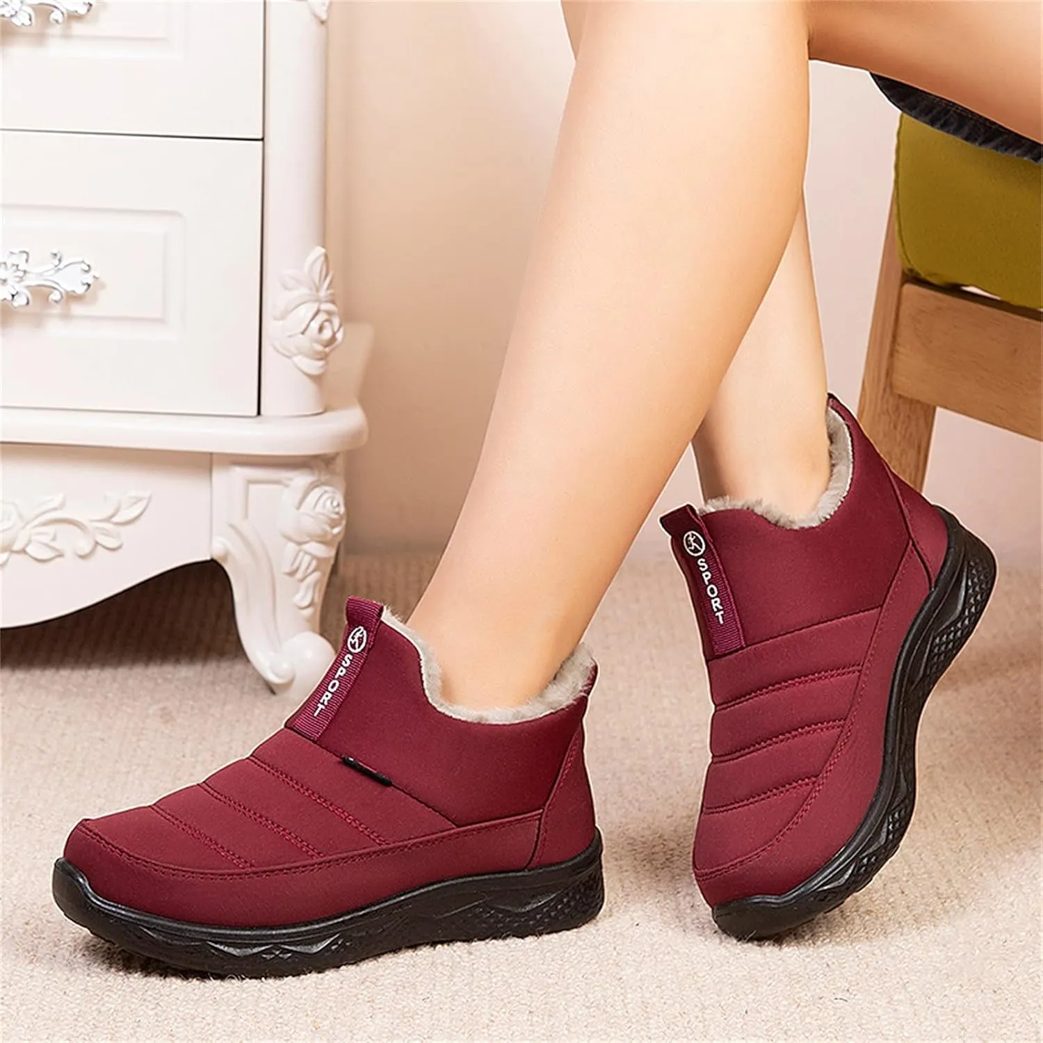 Winter Snow Boots for Women Zipper Orthopedic Snow Boots for Women Size 7 Waterproof Snow Boots Womens 11w Winter Women Boots Slip on Botas Invierno Para Mujer
