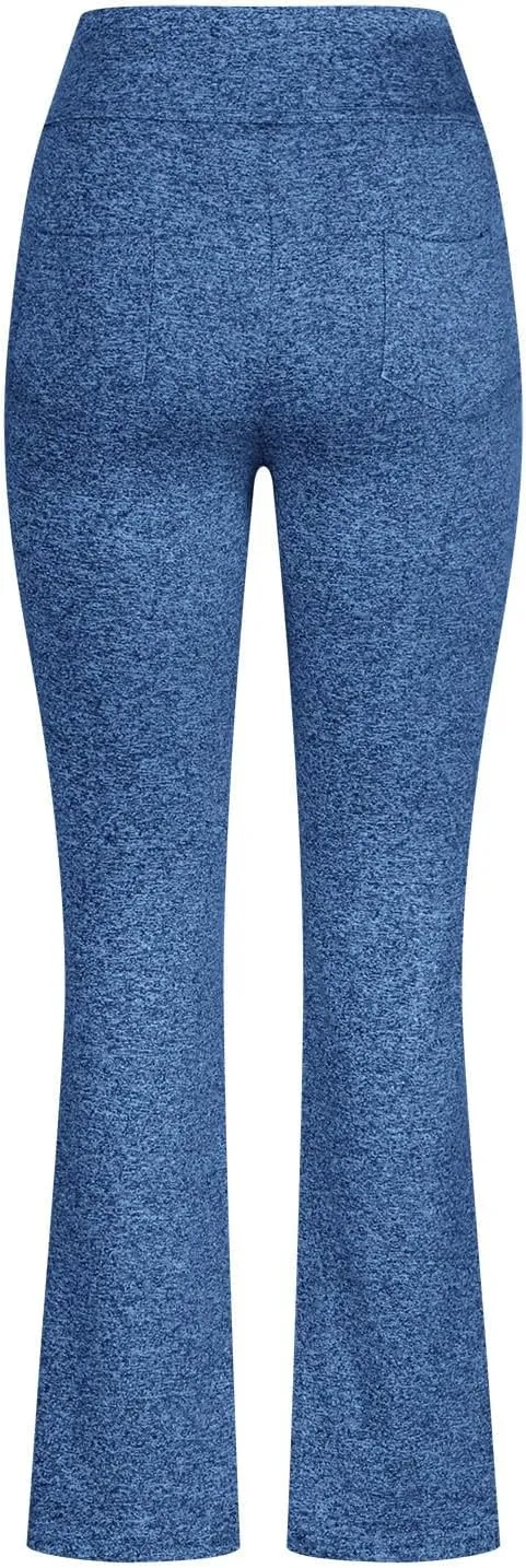 Women Flare Trousers Flared Leggings Bootcut Yoga Pants High Waist Workout Trouser Ladies Stretch Bootleg Trousers