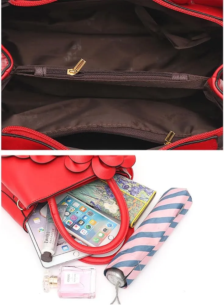 Women Petal Top Handle Handbag Purse PU Zipper Satchel Crossbody Shoulder Bag Tote