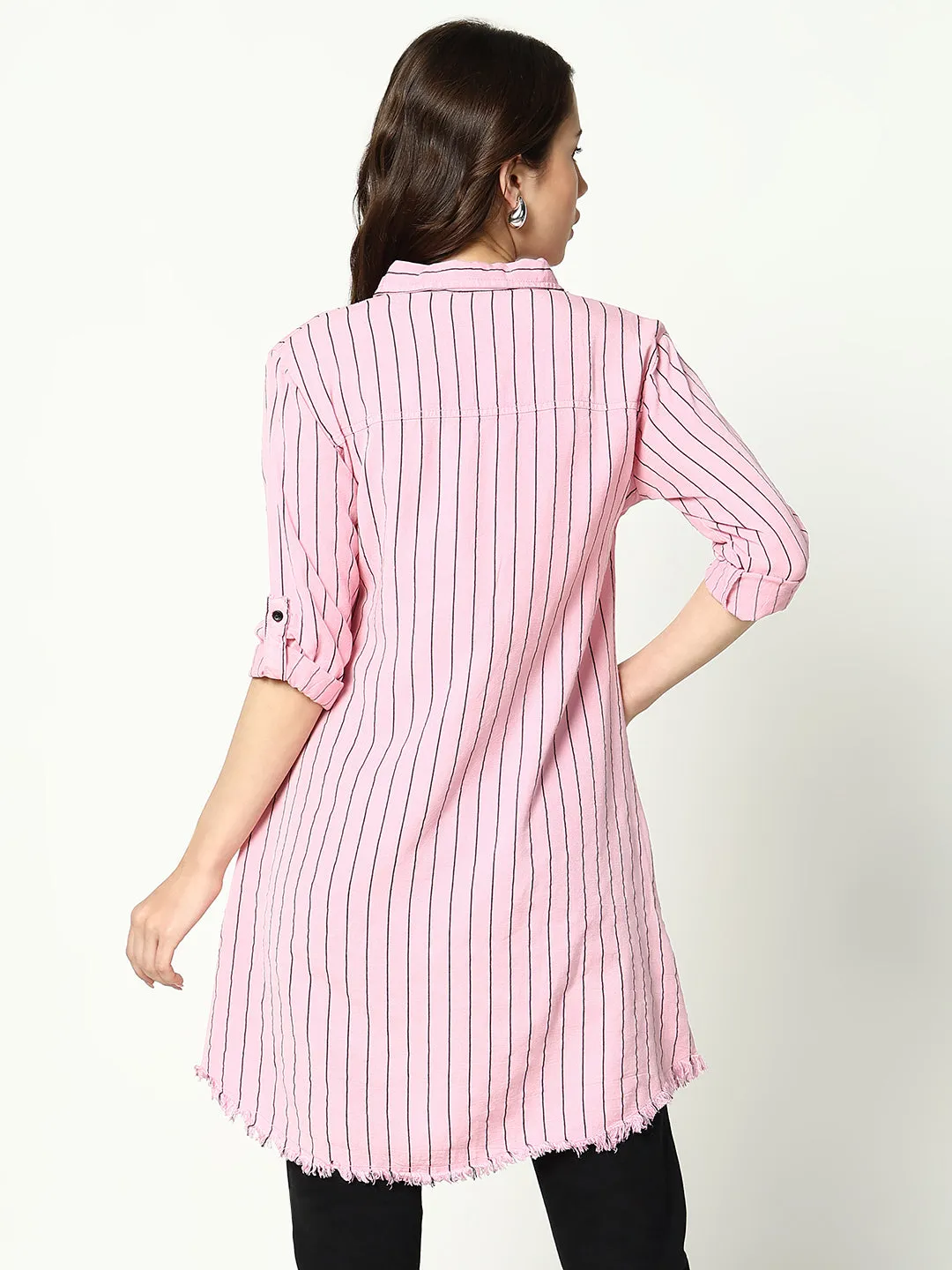Women Pink Striped Casual Shirt