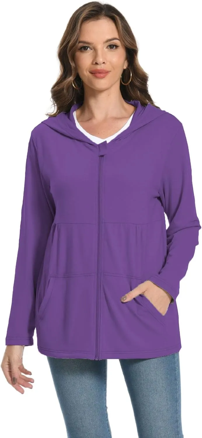 Women Post Mastectomy Shirts with Drain Pockets Nephrostomy Bag Breast Rotator Cuff Recovery Long Sleeve Zip Up Shirts