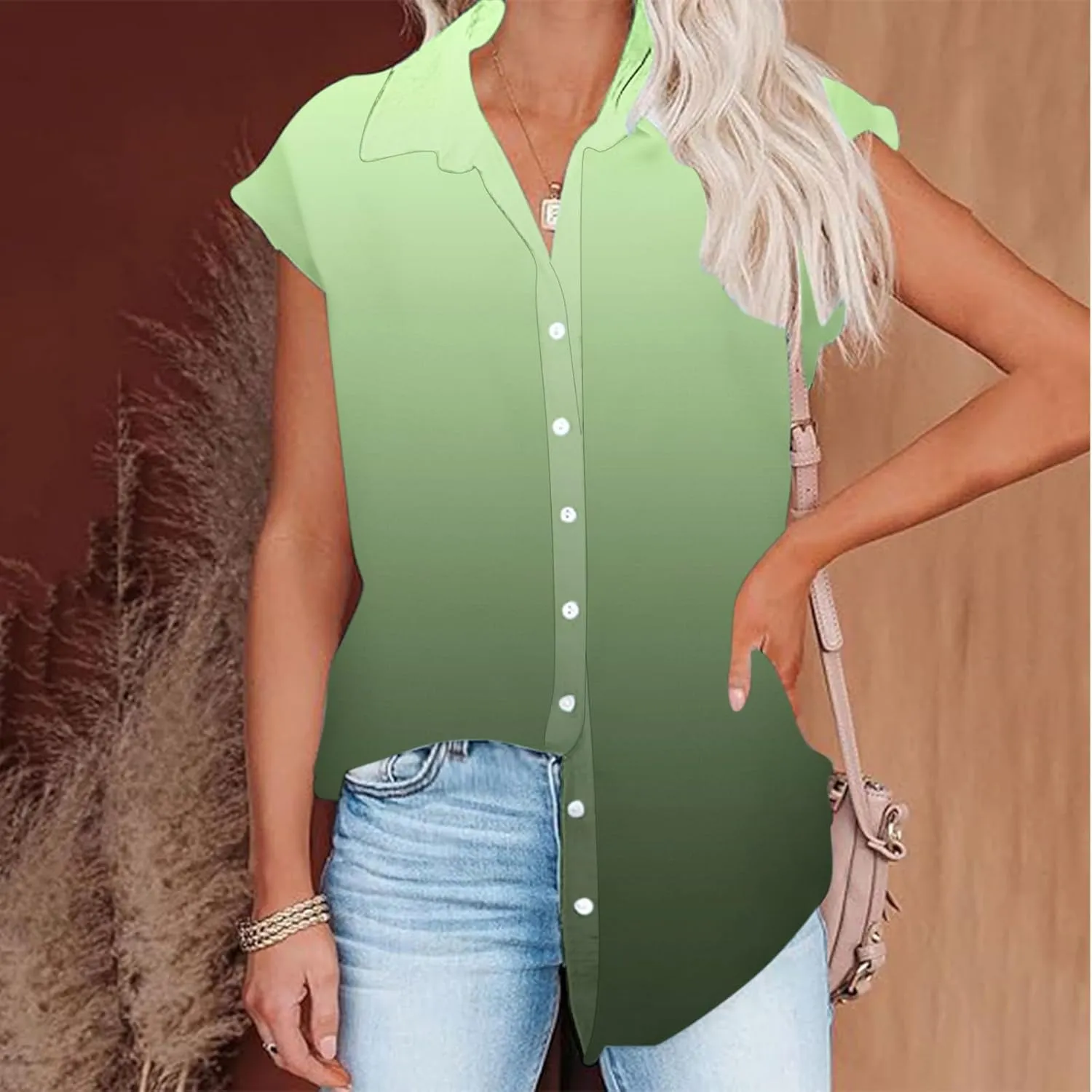 Women Summer Cotton Linen Tops Short Sleeve Button Down Shirts Trendy Dressy Blouse Tops Casual Chambray Clothes 2024