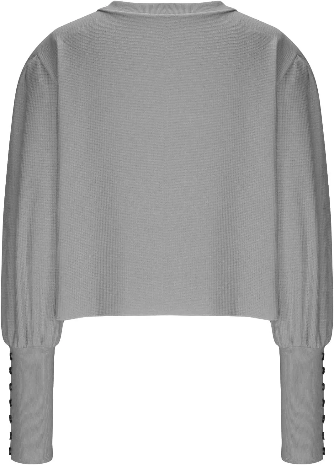 Women Trendy Waffle Blouses Batwing Sleeves Tops 2025 Spring Fall Clothes Plain Button Slit Long Sleeve Shirts