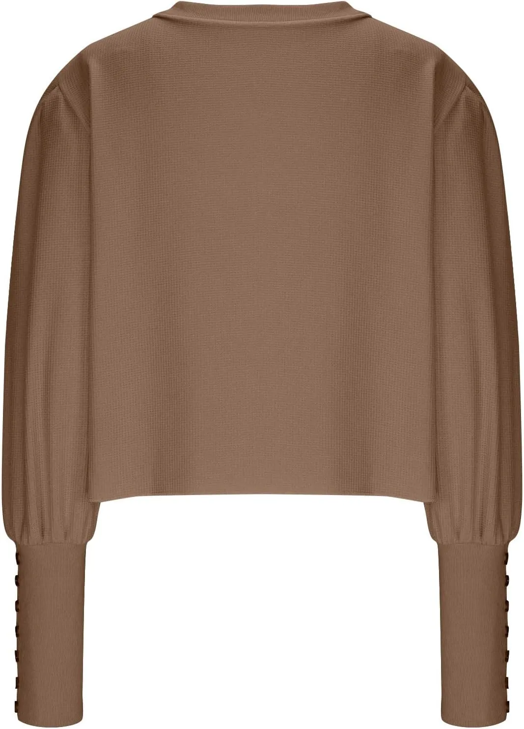 Women Trendy Waffle Blouses Batwing Sleeves Tops 2025 Spring Fall Clothes Plain Button Slit Long Sleeve Shirts