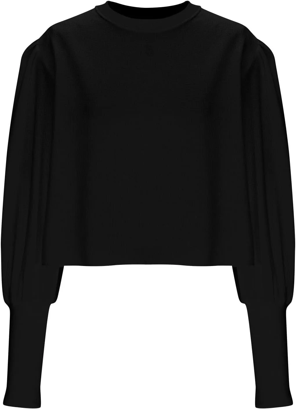 Women Trendy Waffle Blouses Batwing Sleeves Tops 2025 Spring Fall Clothes Plain Button Slit Long Sleeve Shirts