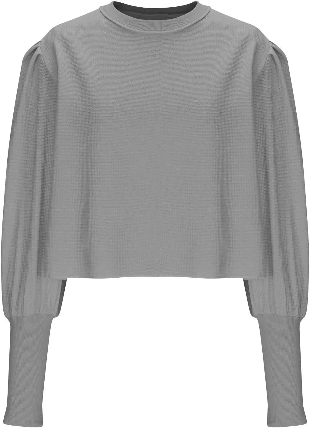 Women Trendy Waffle Blouses Batwing Sleeves Tops 2025 Spring Fall Clothes Plain Button Slit Long Sleeve Shirts
