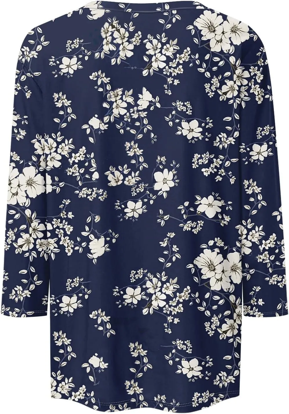 Womens 3/4 Sleeve Tops 2025 Spring Print Round Neck Shirts Loose Fit Three Quarter Sleeve Tshirts