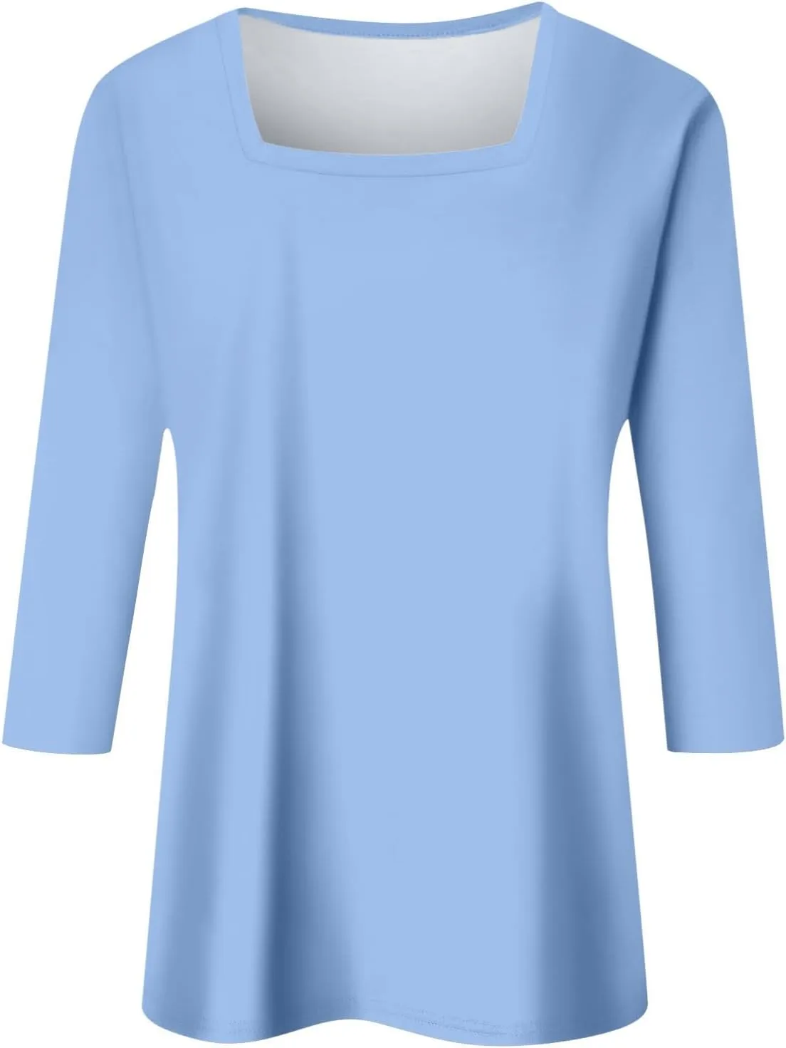 Womens 3/4 Sleeve Tops and Blouses Square Neck Holiday Cute Shirts Dressy Casual Three Quarter Workout Tunic Tops