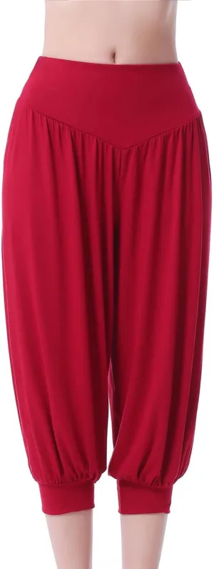 Women's Capri Trousers Yoga Cropped Pants 3/4 Length Bloomers Ladies Stretch Pull on Trouser High Waist Leggings