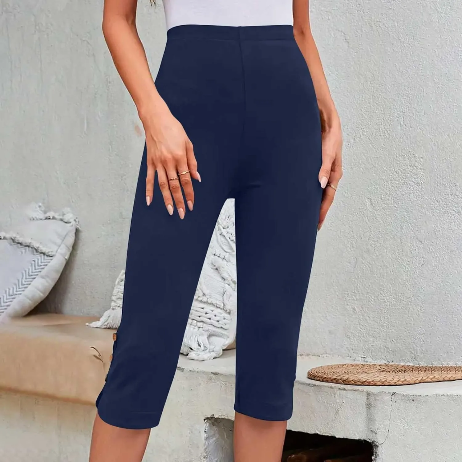 Womens Capris for Summer Dressy Cropped High Waist Yoga Pants Comfy Stretchy Leggings Workout Compression Pants