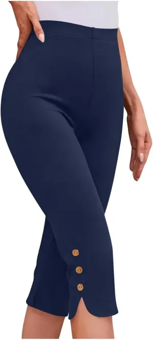 Womens Capris for Summer Dressy Cropped High Waist Yoga Pants Comfy Stretchy Leggings Workout Compression Pants