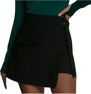 Women's Cargo Mini Skirts Casual Asymmetrical Slit High Waisted Wrap Skirt Adjustable Loop Belts Skort with Pocket