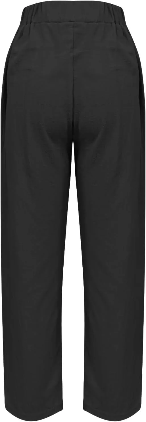 Women's Casual High Waist Wide Leg Straight Dress Pants Trousers with Pocket Long Palazzo Pants Regular Size