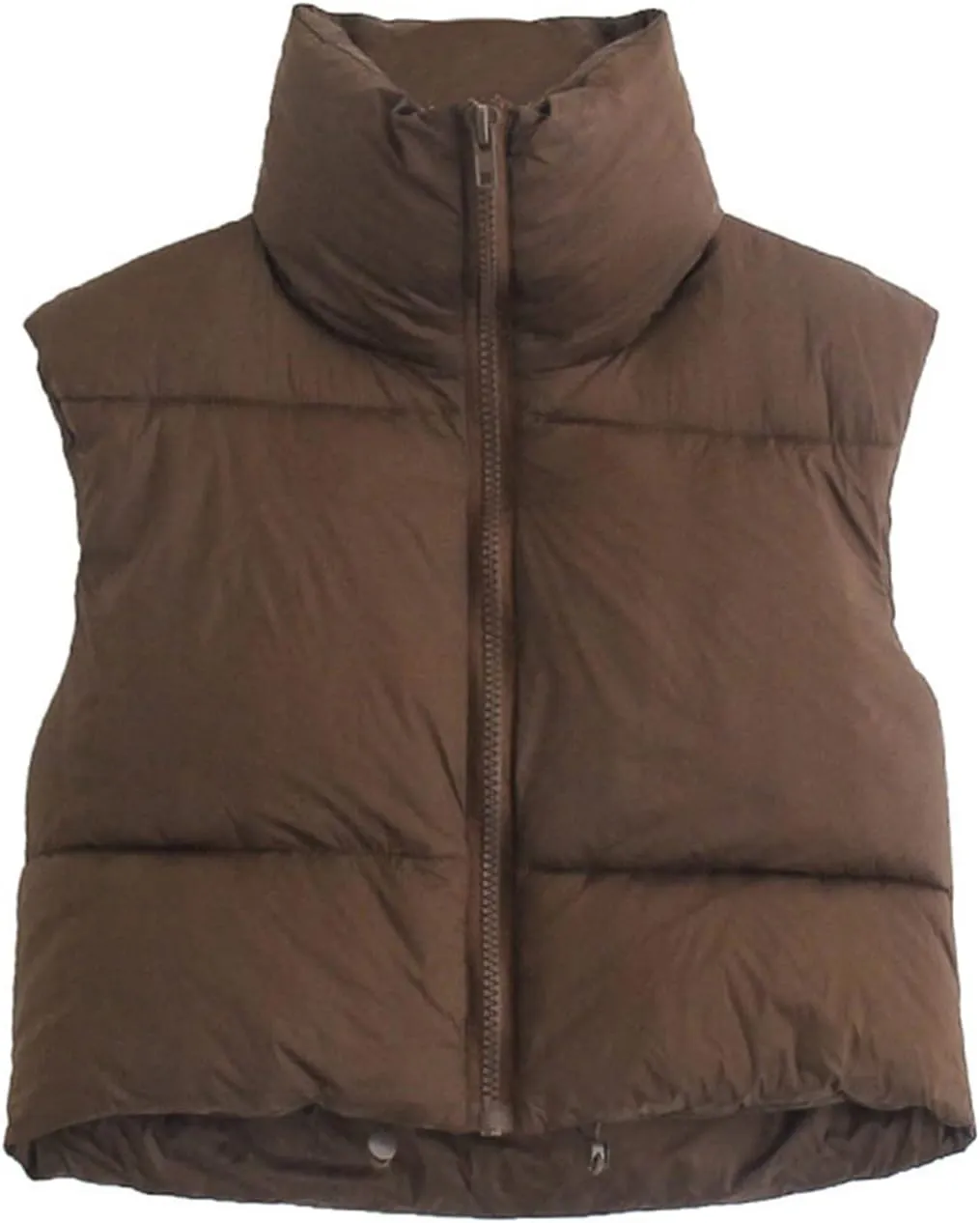 Women's Casual Lightweight Puffer Vest Zip Up Drawstring Cotton Jacket Cotton-Padded Loose Warm Winter Coat
