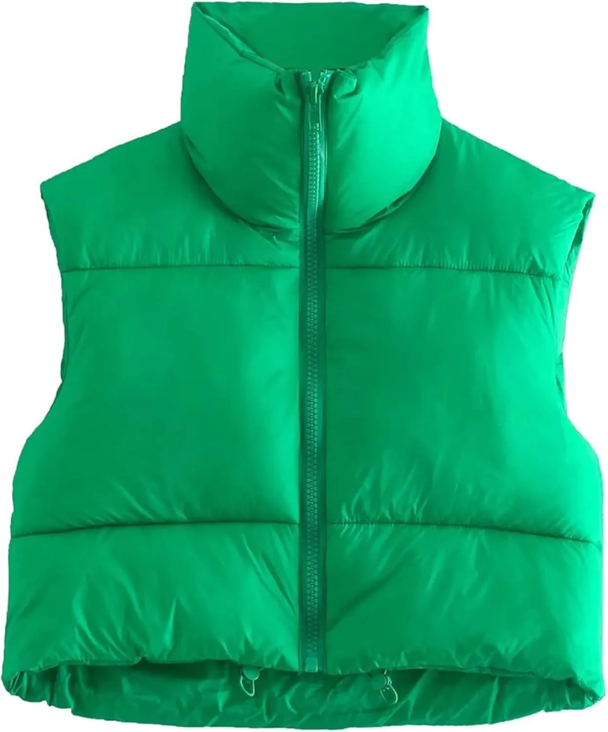 Women's Casual Lightweight Puffer Vest Zip Up Drawstring Cotton Jacket Cotton-Padded Loose Warm Winter Coat
