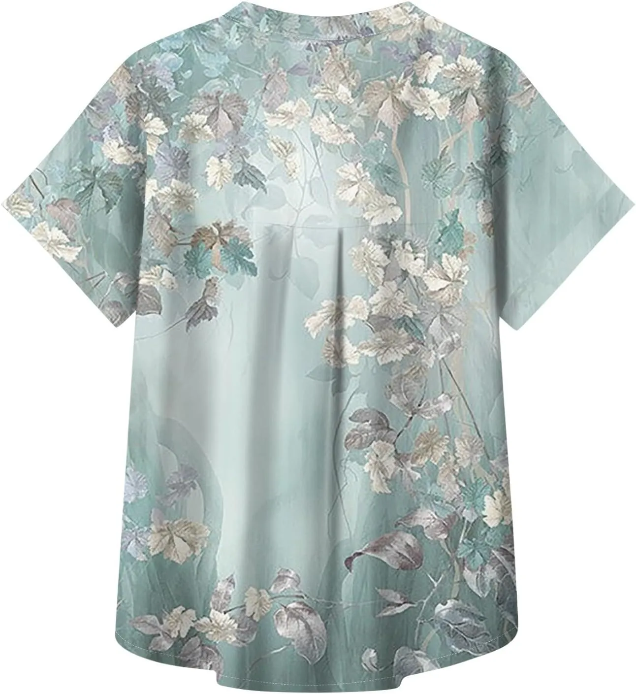 Women's Casual V Neck Floral Print Short Sleeve Blouses Button Down Shirts Loose Fit Boho Summer Tops Trendy