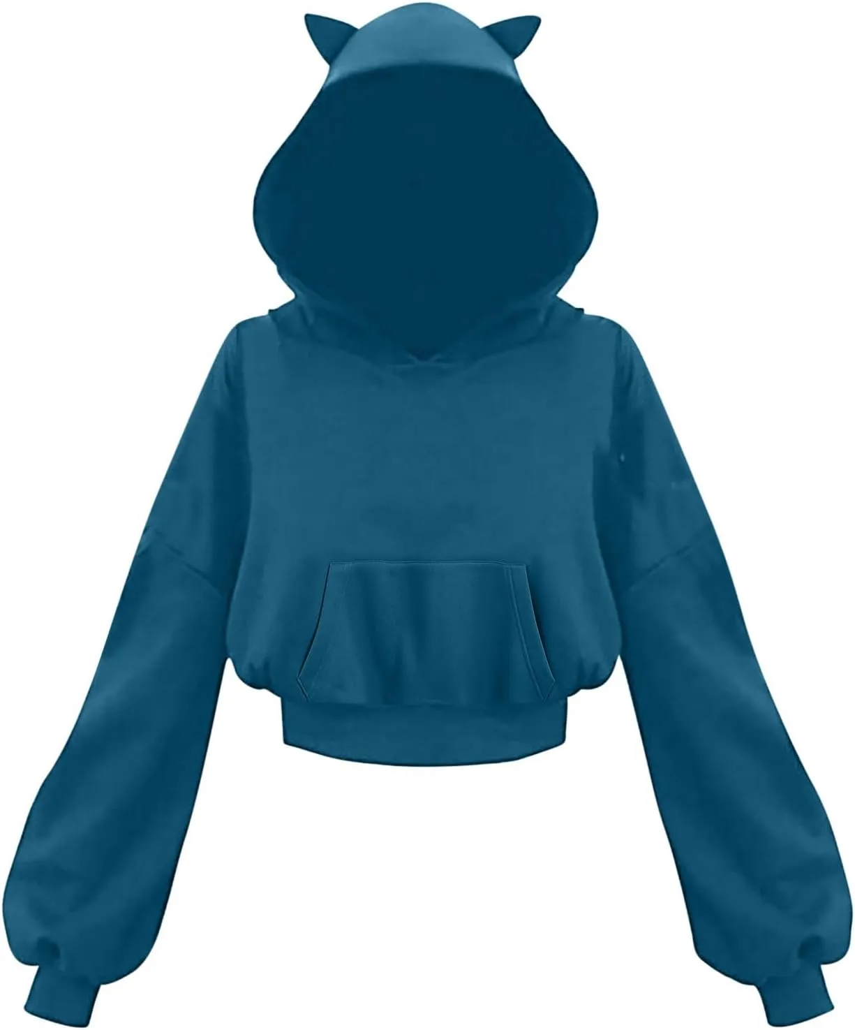 Womens Cat Ear Hoodie Sweatshirt Long Sleeve Sweater Oversized Off Shoulder Cute Funny Crop Top Hoodies Pullover